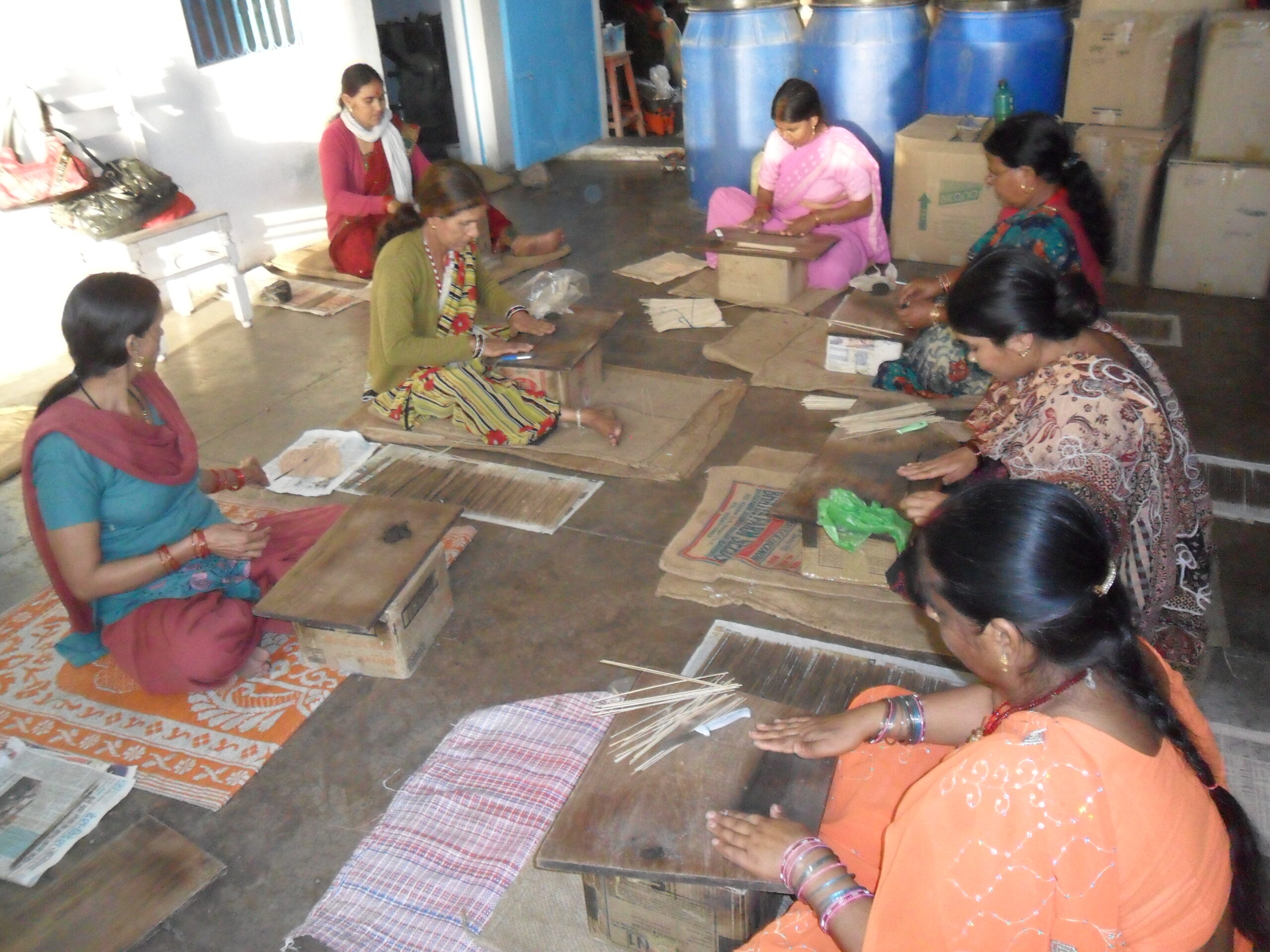 Women making eco-friendly products at Stree Wellness